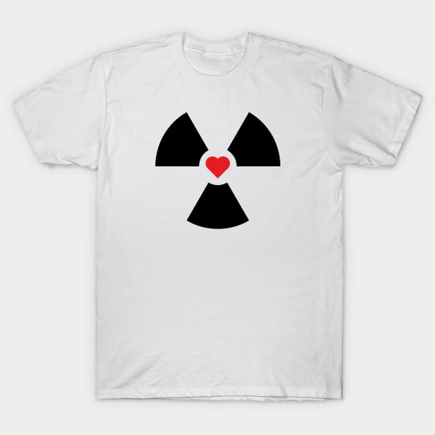 Radioactive Sign Radiation Symbol Nuclear Hazard Heart T-Shirt by Decamega